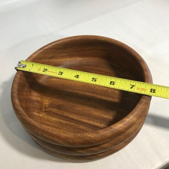 Wooden Bowl Set From Philippines 8 Pieces 4 Small & 2 Serving Bowls Spoon Fork - Picture 10 of 14